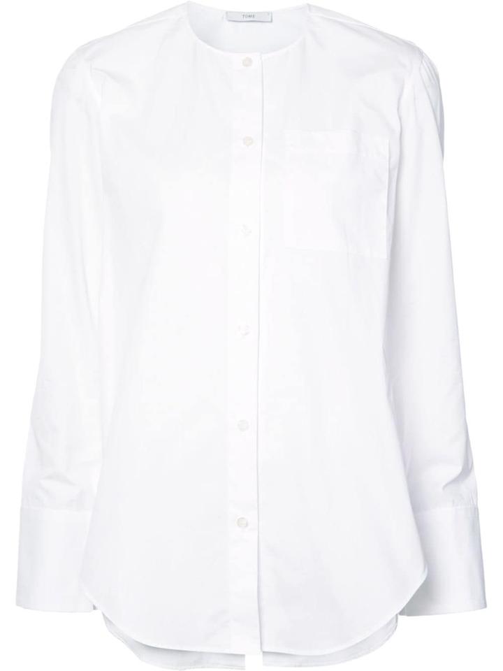 Tome Collarless Shirt - White