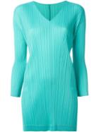 Pleats Please By Issey Miyake Pleated Longsleeved Blouse, Women's, Size: 3, Green, Polyester
