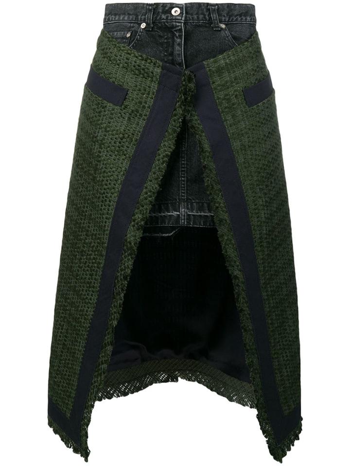 Sacai Layered Mantle Denim Skirt - Black