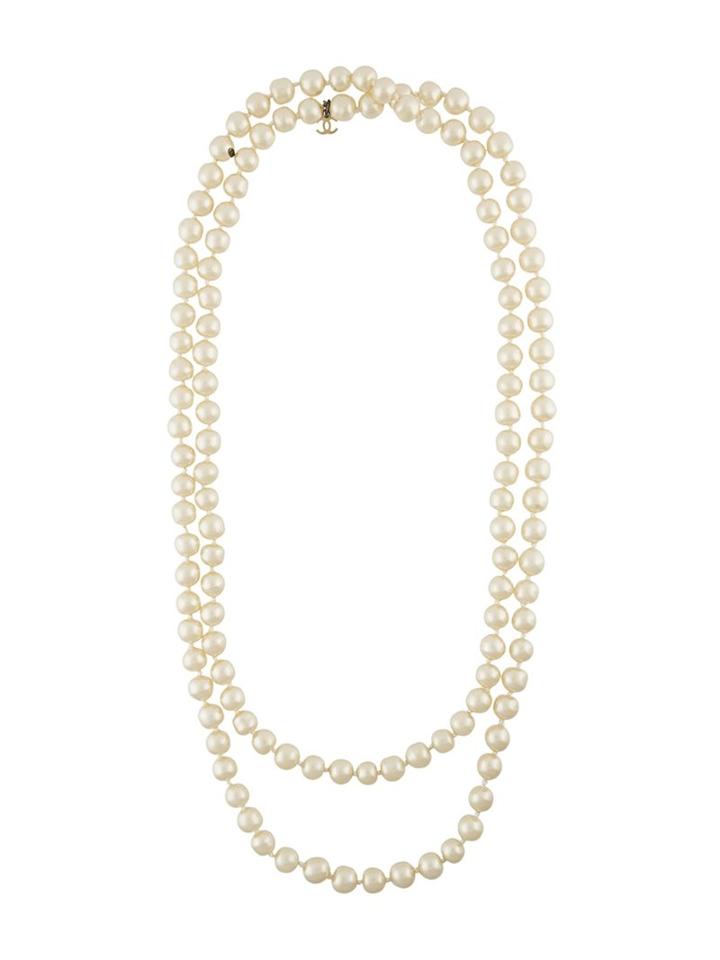 Chanel Vintage Faux Pearl Sautoir Necklace, Women's, White