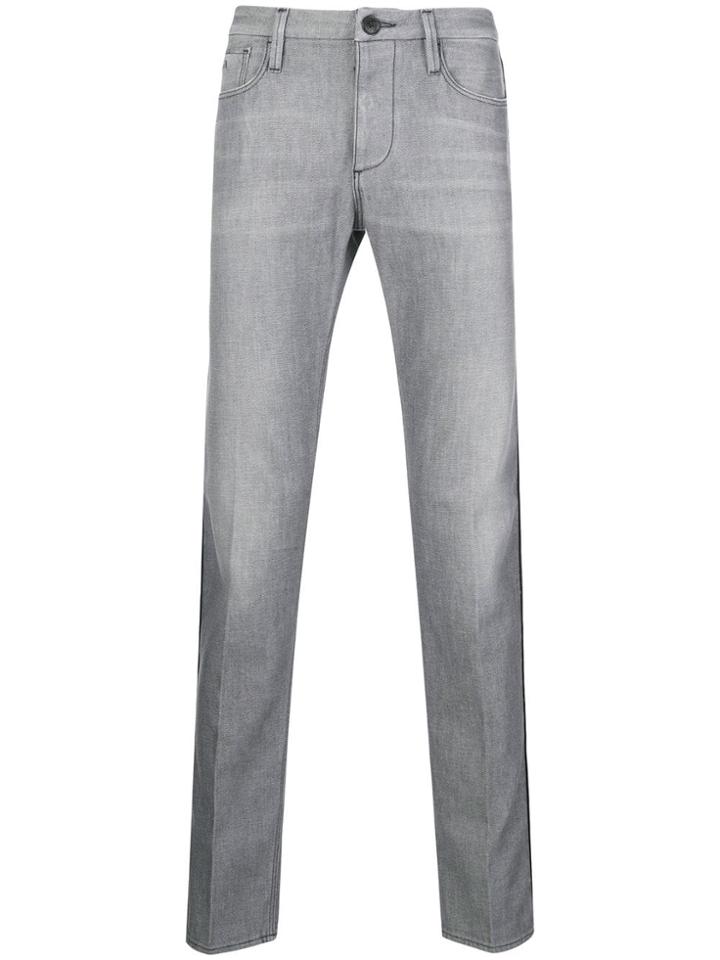 Emporio Armani Piped Straight Leg Jeans - Grey