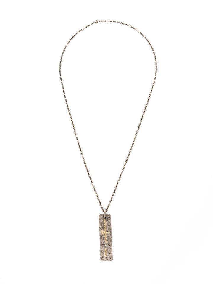 Tobias Wistisen Plaque Pendant Necklace, Men's, Metallic