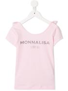 Monnalisa Glitter Logo Scoop Back T-shirt - Pink