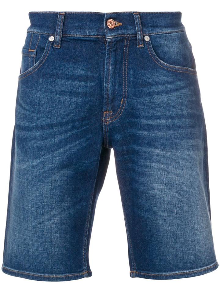7 For All Mankind Short Denim Shorts - Blue
