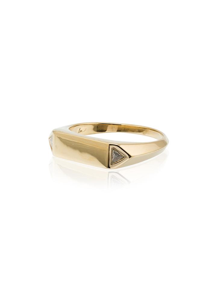 Lizzie Mandler Fine Jewelry 18k Yellow Gold Triangle Diamond Ring -