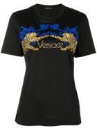Versace Tiger Embroidered T-shirt - Black