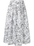 Kenzo All-over Printed Long Skirt - Black