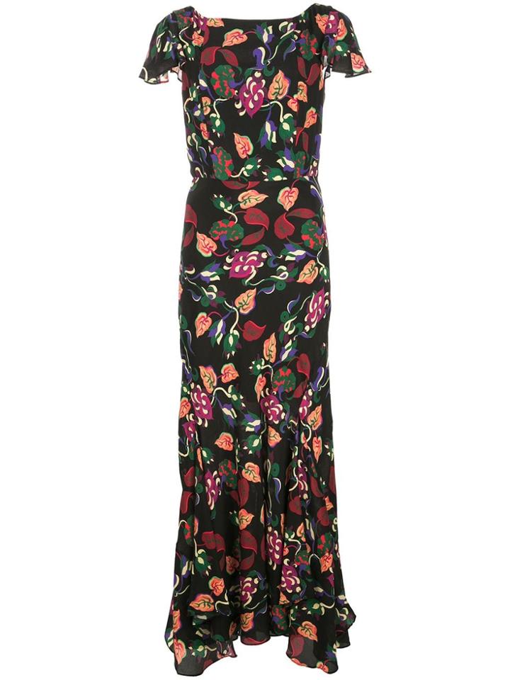 Saloni Paisley Print Dress - Black