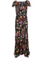 Saloni Paisley Print Dress - Black