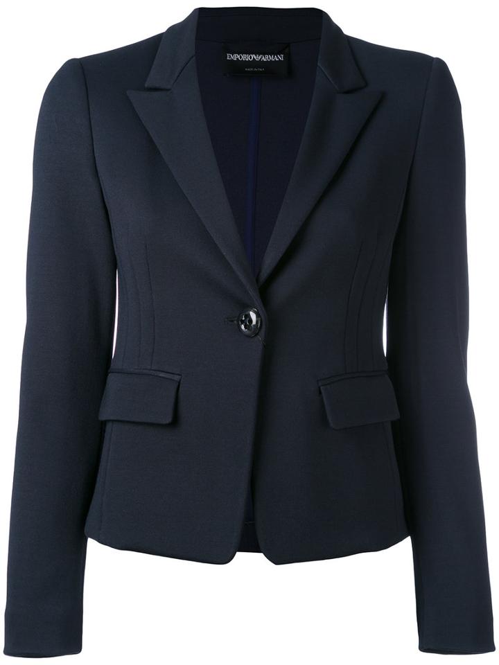 Emporio Armani - Classic Blazer - Women - Polyamide/spandex/elastane/viscose - 40, Blue, Polyamide/spandex/elastane/viscose