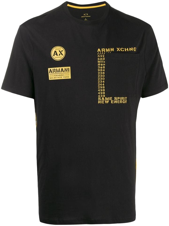 Armani Exchange Logo Striped T-shirt - Black