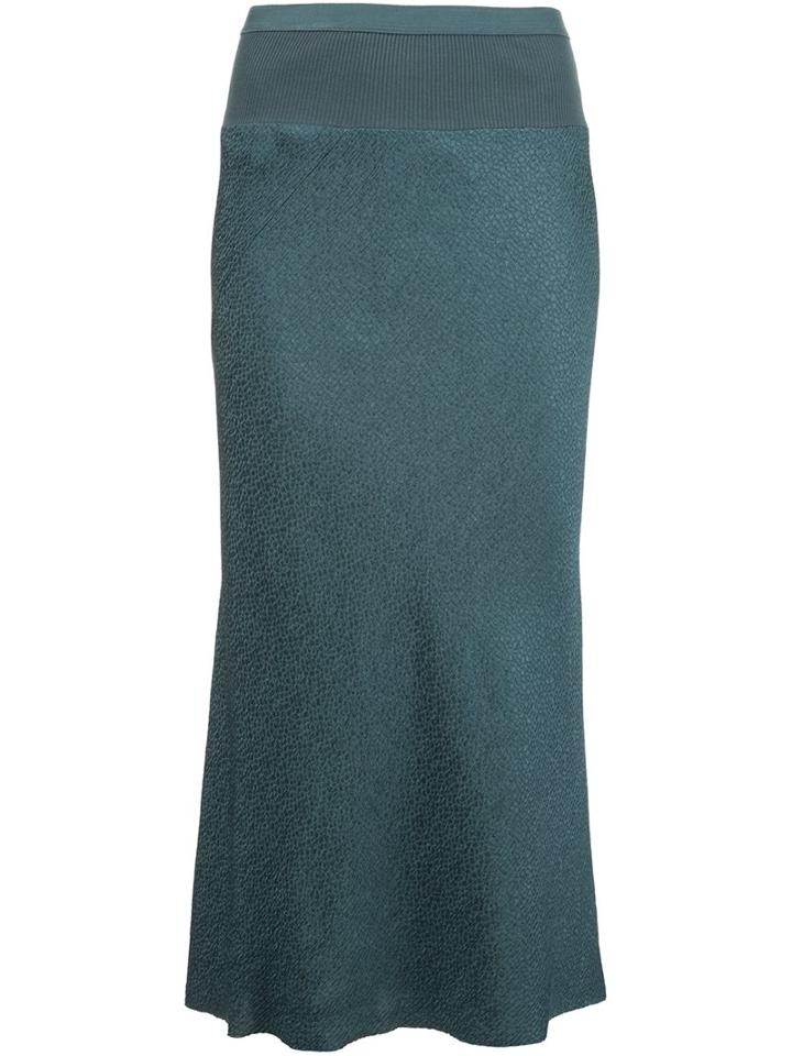 Rick Owens Pleated Back Skirt, Women's, Size: 42, Blue, Viscose/silk