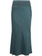 Rick Owens Pleated Back Skirt, Women's, Size: 42, Blue, Viscose/silk