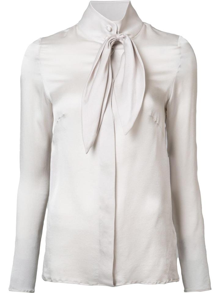 Ryan Roche Neck Bow Shirt - Grey