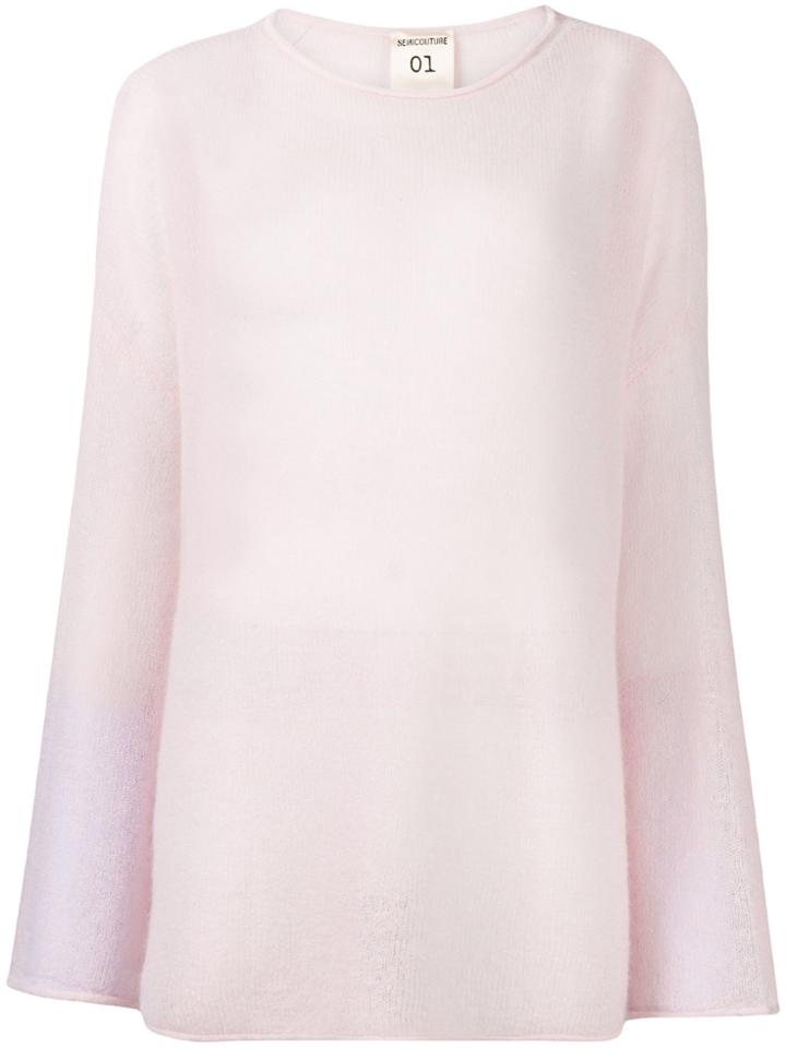 Semicouture Boat Neck Sweater - Pink & Purple