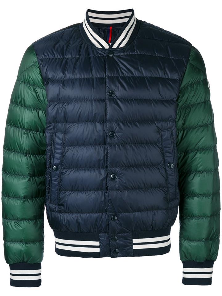 Moncler Classic Bomber Jacket, Men's, Size: 2, Blue, Polyamide/feather Down