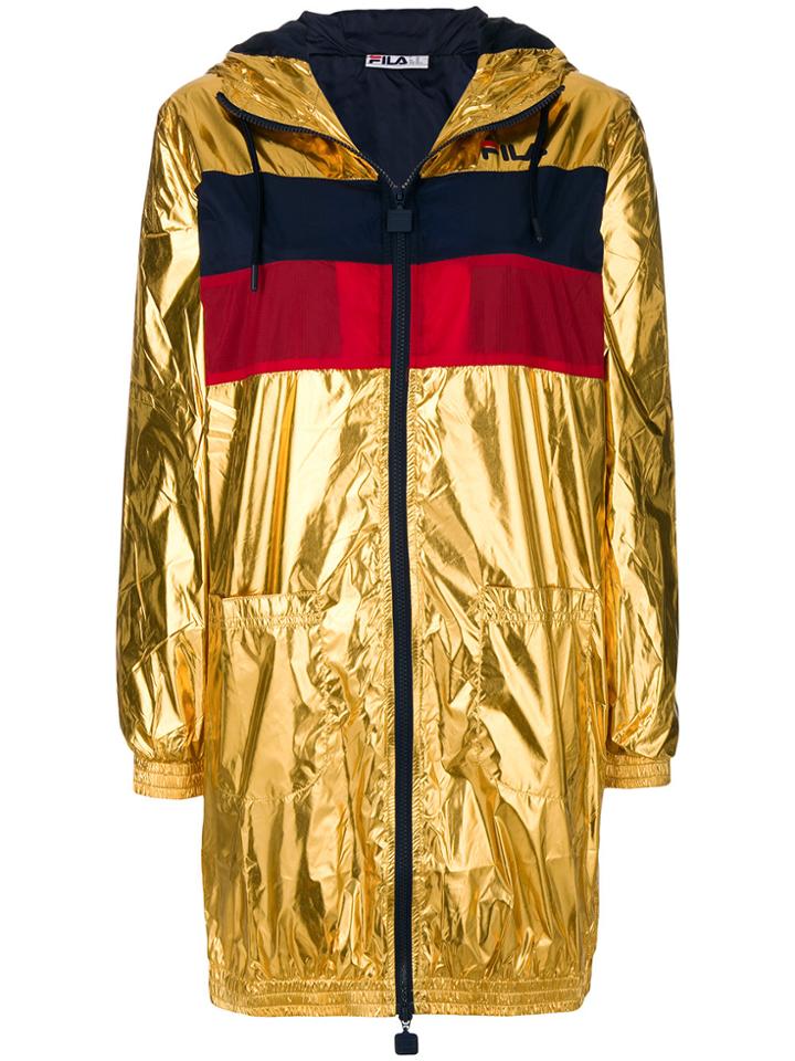 Fila Stripe Detail Rain Coat - Metallic