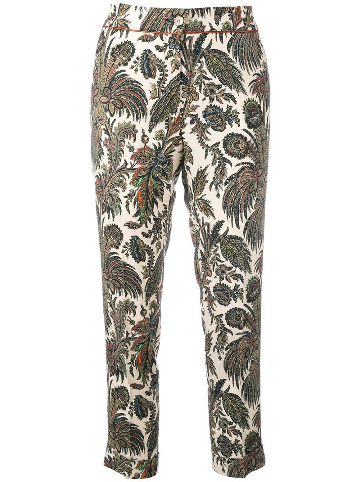 Etro Floral Print Cropped Trousers, Women's, Size: 40, Viscose