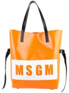 Msgm - Logo Printed Tote - Women - Calf Leather/pvc - One Size, Orange, Calf Leather/pvc