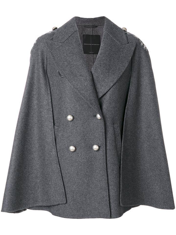 Ermanno Scervino Double Breasted Cape Jacket - Grey