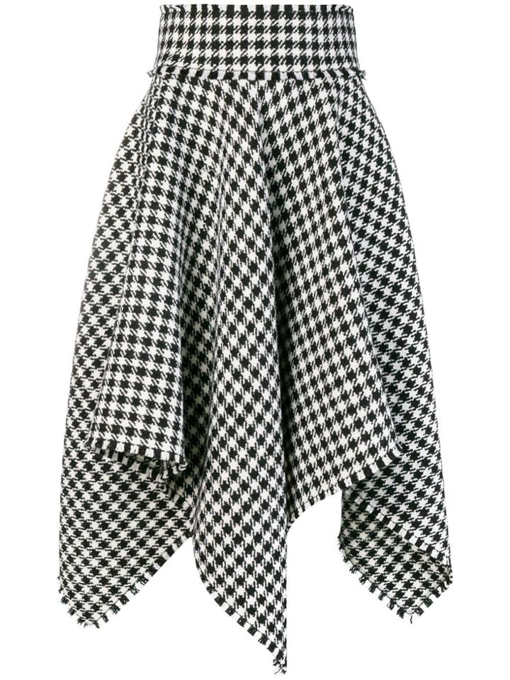 Dolce & Gabbana Houndstooth Handkerchief Hem Skirt - Black