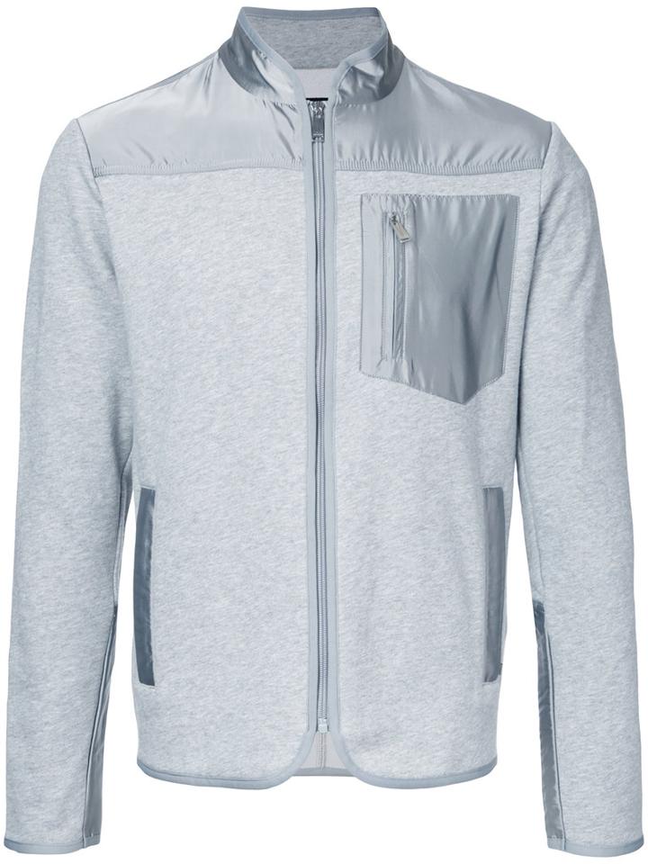 Kent & Curwen Contrat Panel Zip Cardigan, Men's, Size: Large, Grey, Polyester/nylon