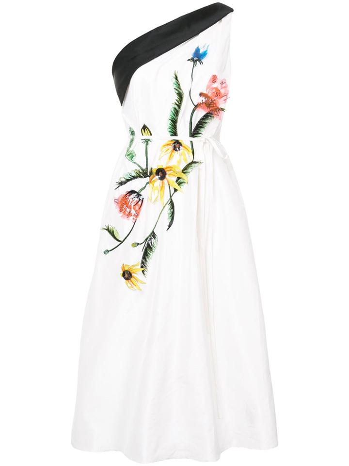 Carolina Herrera One-shoulder Flower Detail Dress - White