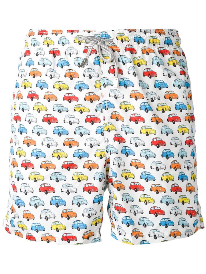 Mc2 Saint Barth - Car Print Swim Shorts - Men - Polyamide/polyester/spandex/elastane - L, White, Polyamide/polyester/spandex/elastane