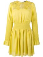 Elie Saab Floral Lace Panel Dress, Women's, Size: 38, Yellow/orange, Silk
