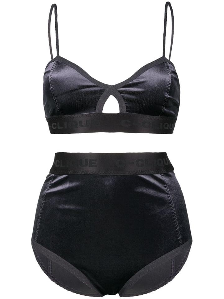 Pinko Banded Velvet High Waist Bikini - Grey