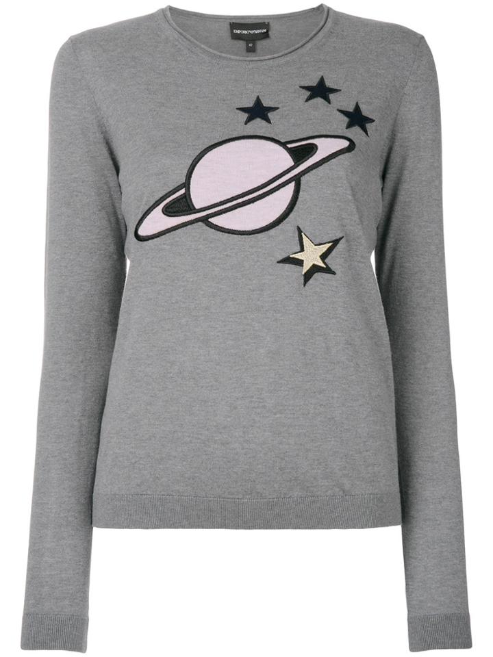 Emporio Armani Embroidered Planet Sweater - Grey