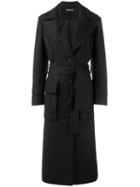 Tom Ford Flap Pockets Midi Coat, Women's, Size: Medium, Black, Spandex/elastane/viscose/virgin Wool/silk