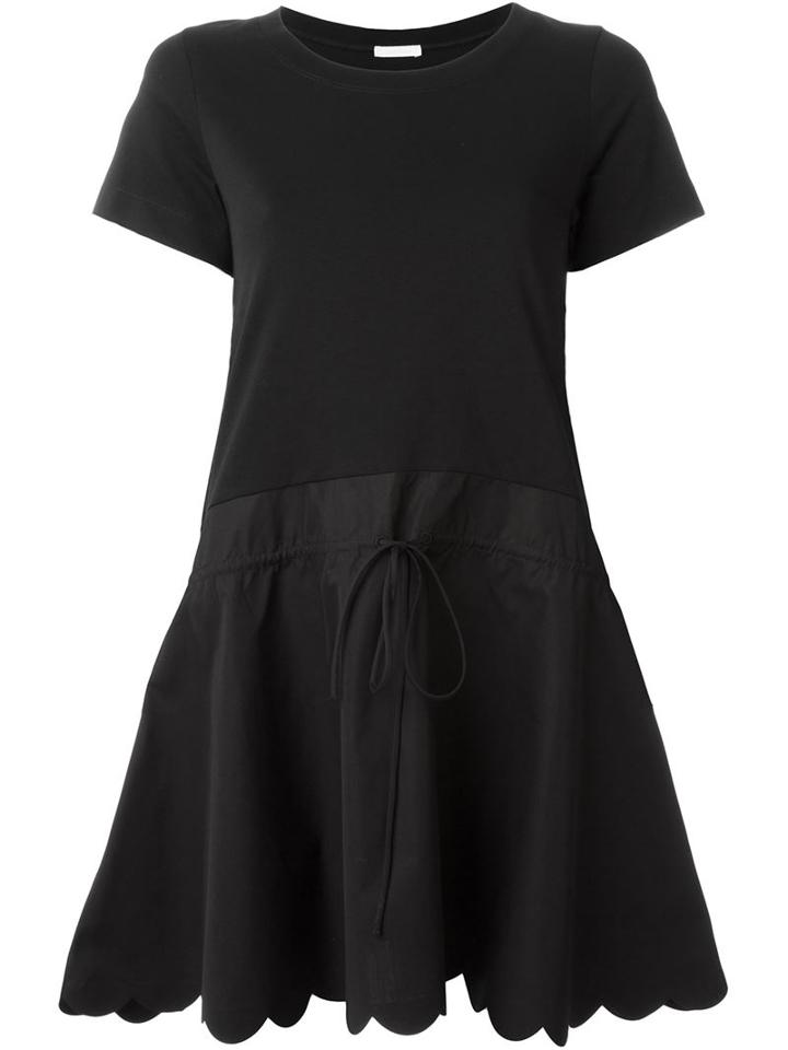 See By Chloé Shortsleeved Flared Dress, Women's, Size: Large, Black, Cotton