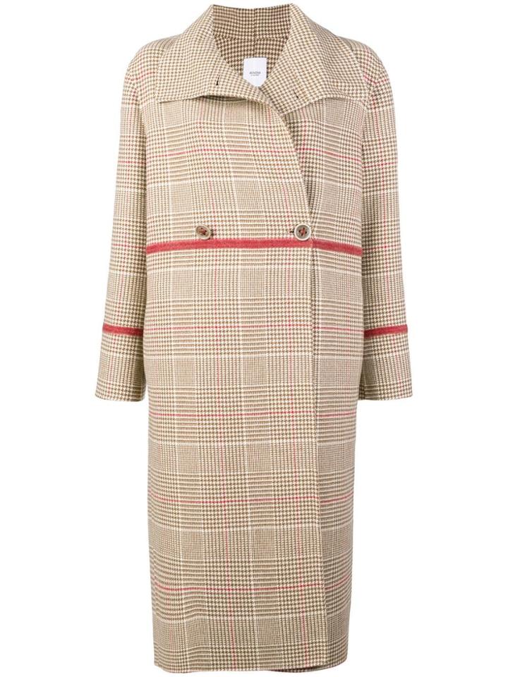 Agnona Houndstooth Coat - Nude & Neutrals