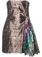 Halpern Leopard Sequin Dress - Metallic
