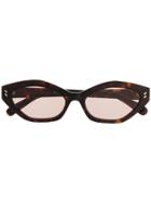 Stella Mccartney Eyewear Angled Cat Eye Sunglasses - Brown