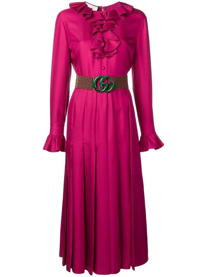 Gucci Gg Belted Dress - Pink