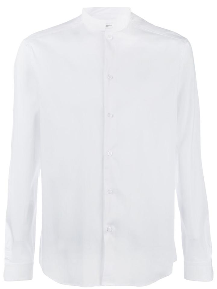 Paolo Pecora Mandarin Collar Shirt, Men's, Size: 41, White, Cotton
