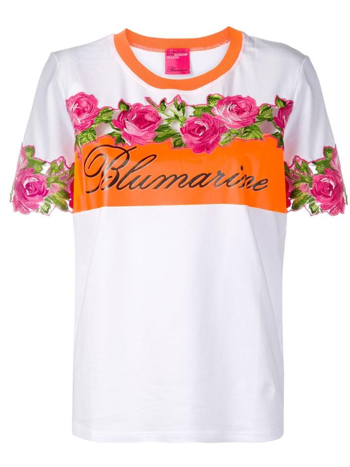 Blumarine Embroidered Rose T-shirt - White