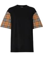 Burberry Vintage Check Sleeve Oversized T-shirt - Black
