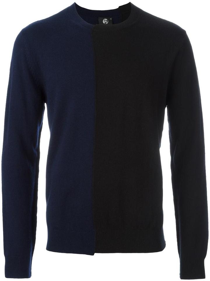 Ps By Paul Smith Two-tone Jumper, Men's, Size: Small, Blue, Wool/nylon