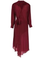 Magrella Wrap Style Midi Dress - Red