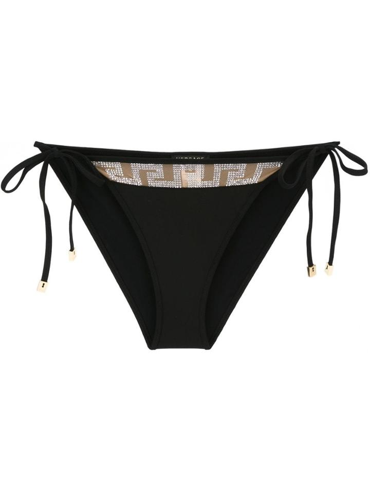 Versace Embellished Greca Bikini Bottoms - Black