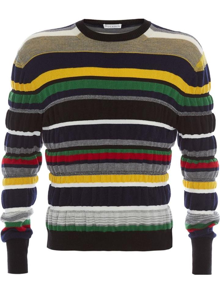 Jw Anderson Multi Colour Stripe Ruched Jumper - Blue