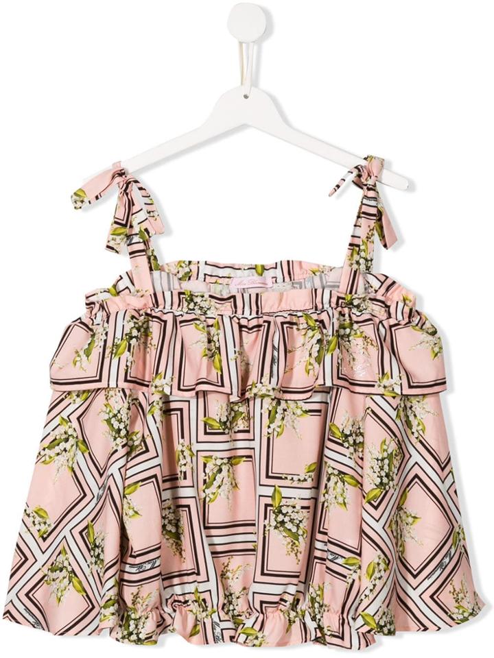 Miss Blumarine Printed Strappy Top - Pink