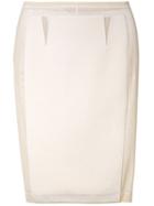 Paco Rabanne Mesh Insert Pencil Skirt, Women's, Size: 36, Nude/neutrals, Spandex/elastane/viscose/wool