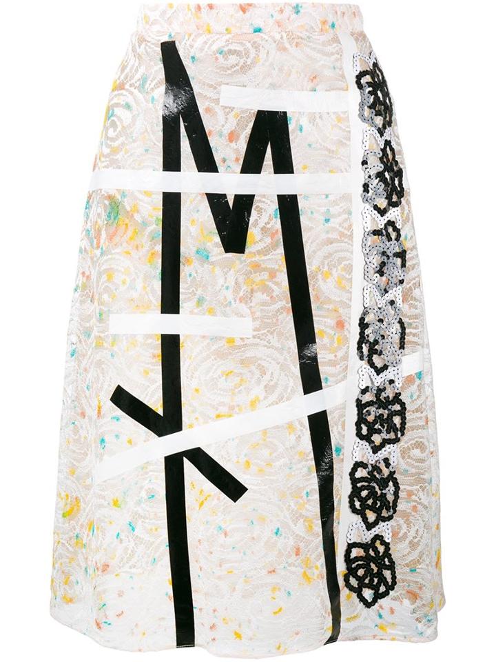 Christopher Kane Lace Embroidered Midi Skirt, Women's, Size: 42, Nude/neutrals, Nylon/viscose