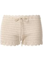 Alberta Ferretti Scallop Trim Crochet Shorts - Neutrals