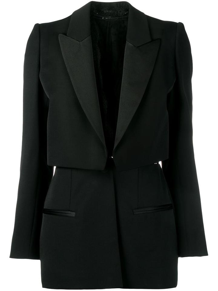 Alexander Mcqueen Layered Blazer, Women's, Size: 38, Black, Silk/cotton/polyamide/wool