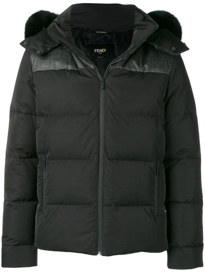 Fendi Hooded Down Coat - Black